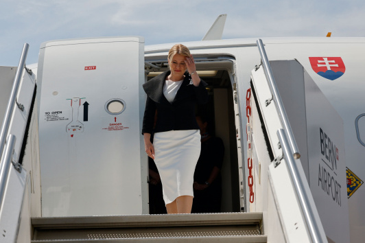 Die slowakische Präsidentin Čaputová bei ihrer Ankunft.