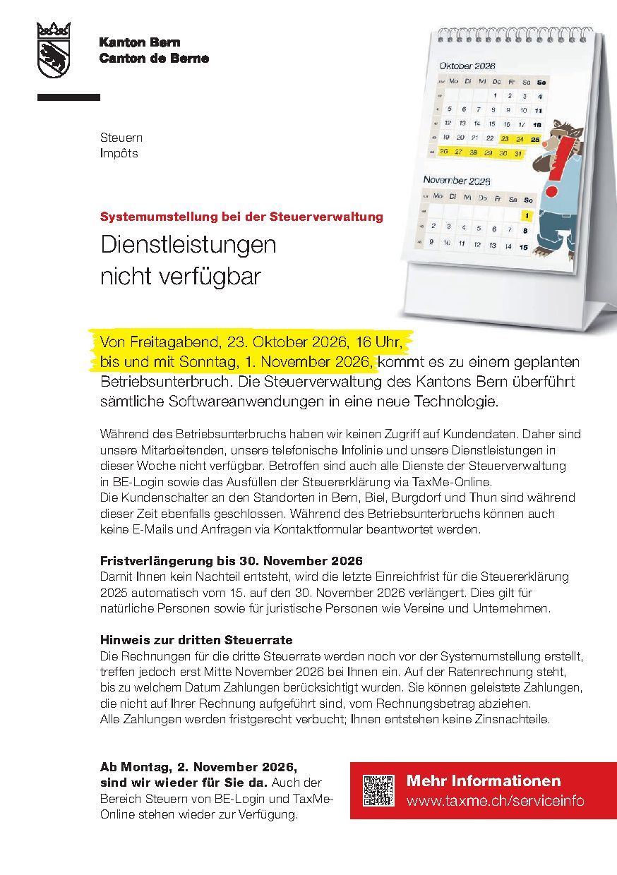 Systemumstellung Betriebsunterbruch